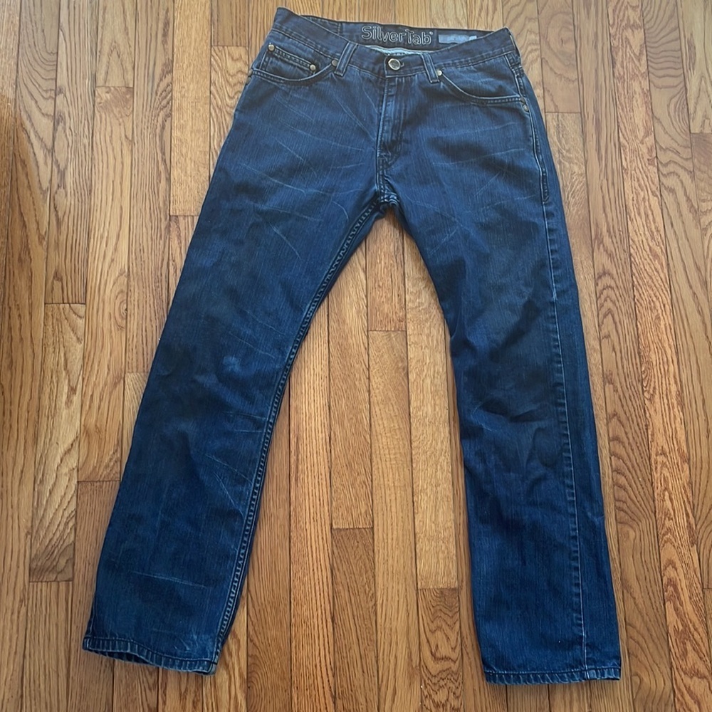 Levi’s Silver Tab Straight Jeans Denim Distressed 31x‎ 30 Retro Casual Womens